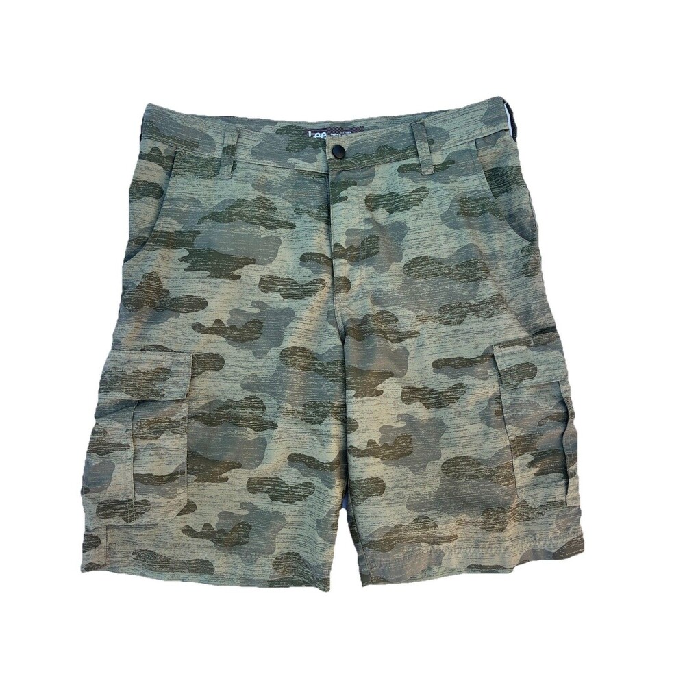 Lees Mens 34 Cargo Performance Shorts Camo Lightweight Workwear Activewear Golf